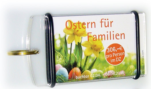 einfach aktualisierbare Werbe-Schlüsselanhänger
